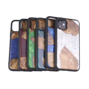Carcasa de madera epoxi para móvil, accesorios para IPhone 7 11 11pro MAX