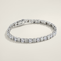 Pulsera de Moissanita con Eslabones Cuadrados Geométricos de Plata Esterlina 925, 15.7g de Peso Pesado, Joyería de Lujo para Mujer