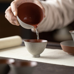 Guanlan Rough Pottery Handmade <b>Teacup</b> Gray Glaze Conical Shape Personal Tea Tasting Cup For Kung Fu Tea Set - Product Image 2