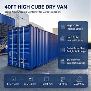 Conteneur sec High Cube de 45 pieds (45HQ) 13,56 m 86 m³ 27 tonnes de charge utile en acier Corten, plaque CSC, ISO 1496 - Product Image 1
