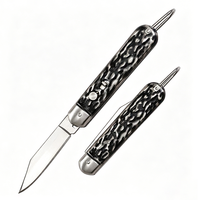 Mini couteau pliant de poche, manche antidérapant à motif noir, lame tranchante, couteau utilitaire de survie pour le camping en plein air