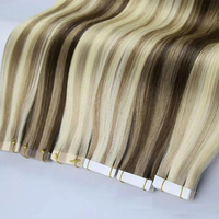 Harga Pabrik Grosir Rambut Manusia Rusia 100% Double Drawn, Ekstensi Rambut Tape in Grade 12A