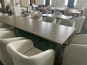 Muebles de cocina de Interior de diseño caliente, mesa rectangular de 6 piezas, mesa de comedor y sillas de madera maciza, juego de mesa de comedor familiar extendido
