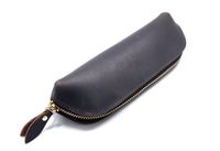 Étui à crayons personnalisé OEM, haute qualité, rétro, classique, fermeture éclair, cuir véritable, étui à stylos, trousse à crayons