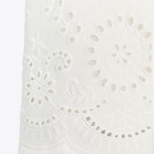 Conception d'usine de hauts et robes sans manches brodés ajourés à la mode, ensemble deux pièces en lin et coton sur mesure - Product Image 6