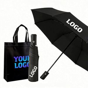 Promo 3 Foldable Automatic Umbrella With Logo Business Gift Wholesale Personalized Outdoor <b>Folding</b> Uv Umbrellas for Rain - Product Image 1
