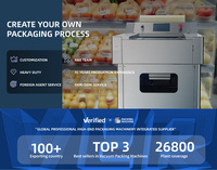 Grote automatische verpakkingsmachine voor vers fruit, groenten, vlees, plastic PVC-clingfilm, voedseltrays, punnetten, weeg- en etiketteermachine