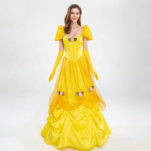 Robe de princesse <span class=keywords><strong>Belle</strong></span> La <span class=keywords><strong>Belle</strong></span> et la Bête pour filles, jaune, style gâteau, pour Noël, costume de scène - Product Image 3