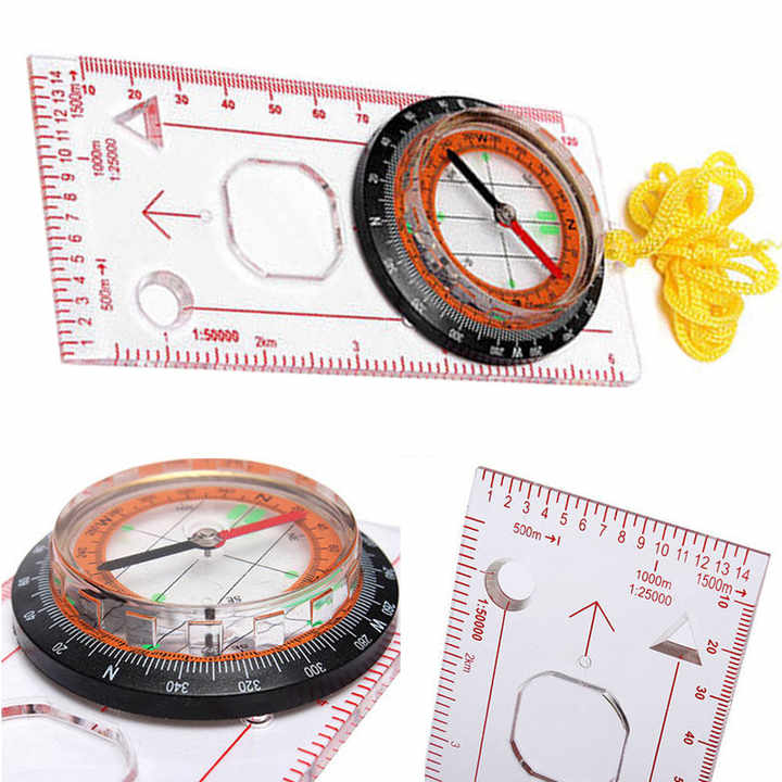 Measure Compass Ruler Magnifying Compass Ruler Scale Scout Hiking Camping Boating Accessories ...