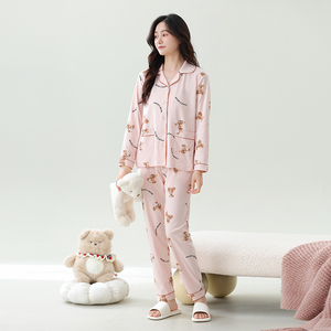 롱드 여성용 긴팔 V넥 나이트가운 <span class=keywords><strong>CVC</strong></span> 혼방 소재 수분 흡수 속건 부드럽고 통기성 좋은 피부 친화적인 홈 레저웨어 - Product Image 5