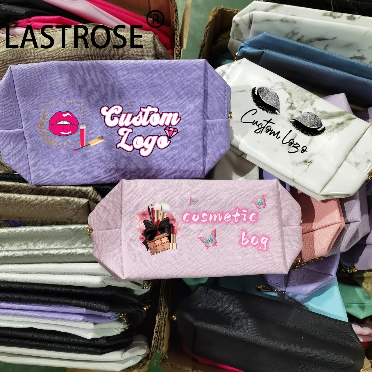 도매 다른 크기 럭셔리 다채로운 방수 지퍼 메이크업 가방 개인 라벨 광장 핑크 화장품 가방