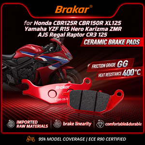 Plaquettes de frein arrière en céramique Brakar pour Honda CBR125R CBR150R XL125 Yamaha YZF R15 Hero Karizma ZMR AJS Regal Raptor CR3 125 FA343 - Product Image 1