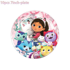 Kit de Décoration d'Anniversaire <span class=keywords><strong>Gabby</strong></span> et la Maison Magique avec Nappe de Fête Jetable, Assiette en Carton et Bannière pour Fille, Cadeau de Baby Shower - Product Image 3