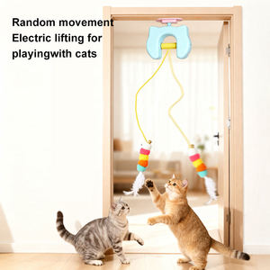 Jouet pour chat électrique à accrocher à la porte, yoyo élastique automatique, anti-morsure en ABS, chenille colorée, plume, jouet interactif pour chat à faire jouer soi-même - Product Image 3