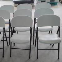Chaise pliante portable en plastique PP blanc, robuste et grande capacité, pour jardin extérieur