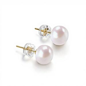Pendientes de bola de moda de 6 mm con perlas de imitación, aleación chapada en plata, joyería para mujer E2417 - Product Image 1