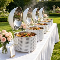Nouveau design – Plat de service blanc en acier inoxydable 8L avec cadre perforé – Chauffe-plat pour buffet d'hôtel, mariage et traiteur