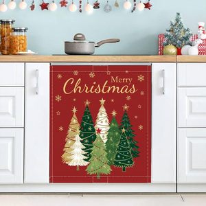 Joyeux Noël – Aimant de réfrigérateur personnalisable en forme de sapin de Noël doré et vert pour la cuisine - Product Image 1