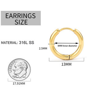 ต่างหูห่วงแฟชั่นสำหรับสุภาพสตรีชุบทอง18K ทำจากสแตนเลส316L ผู้ผลิตจีน - Product Image 6