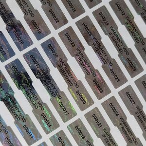 Bằng chứng giả mạo dán <span class=keywords><strong>Hologram</strong></span> nhãn bảo mật cao Làm xáo trộn con dấu rõ ràng Bảo hành làm mất hiệu lực độc đáo tuần tự nối tiếp số - Product Image 4