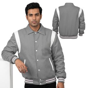 Chaquetas Varsity para Hombre, las Más Populares, Servicio OEM y ODM, Cómodas, Resistentes al Viento, Cálidas, para Exteriores, Tallas Grandes, Color Sólido - Product Image 1