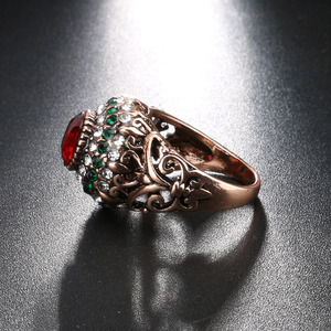 New Turkish Red <strong>Rings</strong> Antique Gold Color Women's Jewelry <strong>Golden</strong> Crown Green Crystal Finger <strong>Ring</strong> - Product Image 4