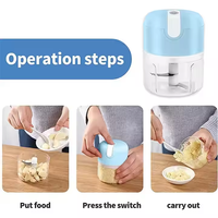 Multifunctionele Groente-En Fruithakmachine 250Ml 3 Messen Usb Opladen Elektrische Vleespaper Ui Knoflookmolen