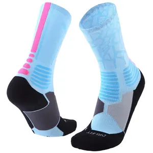 Calcetines deportivos de media pantorrilla para hombre, calcetín deportivo con cojín grueso, atlético, Elite, para baloncesto, personalizado