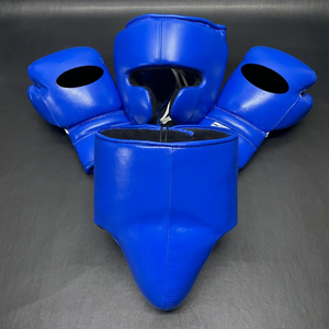 Guantes de Boxeo Azules Personalizables de Primera Calidad, con Agarre Ergonómico, Cuero Vacuno Genuino, Acolchado Grueso de 4 Capas, con Cordones, Antideslizantes y Transpirables - Product Image 1