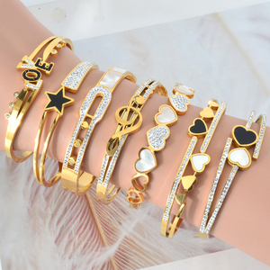 Bijoux fantaisie, zircon, plaqué or 18 carats, vente en gros, bracelets en acier inoxydable, bijoux - Product Image 1