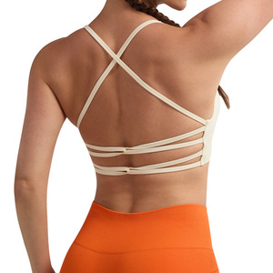 Dos croisé soutien élevé soutien-gorge de sport respirant push-up Yoga Fitness gilet de sport pour femmes caraco coussinets de poitrine antichoc Logo avant - Product Image 3