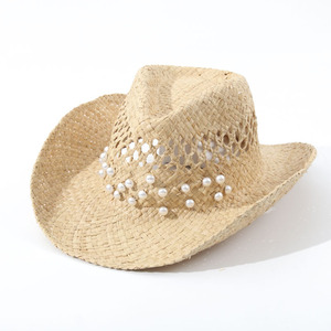 Новая Мода, соломенная шляпа из рафии, качественные западные женские ковбойские шляпы, Пляжная УФ-защита 50 +, шляпа от солнца - Product Image 3