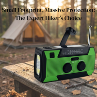Banque d'alimentation 5000 mAh avec port Type-C, alarme SOS, lampe de poche intégrée, équipement de survie pour le camping et la randonnée en extérieur, radio météo d'urgence