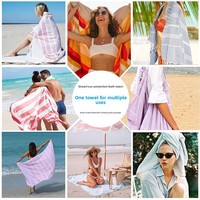 Turkish Beach Towel Striped Tassel Bath Towel Quick-Drying Absorbent Poly-cotton Modern Minimalist Large Size Multiple Styles