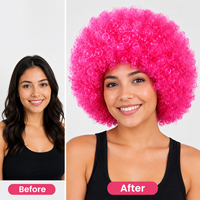 Perruque Courte Afro Bouclée Synthétique 9 Couleurs, Vente en Gros Direct Usine, Unisexe, pour Cosplay de Clown, Fête, Halloween, Carnaval, Déguisement