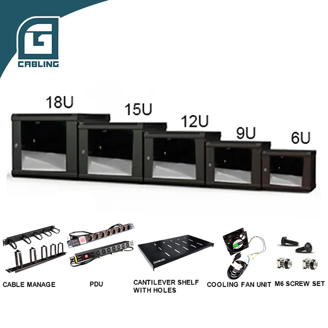 Gcabling Network 19" Inch Vertical Small Wall Mount Server Rack 4U 6U 9U 12U 15U 18U 22U Data Network Cabinet