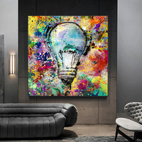 Impressionniste, aquarelle, portrait, motif d'ampoule, 40x40cm, toile imprimée HD, art mural
