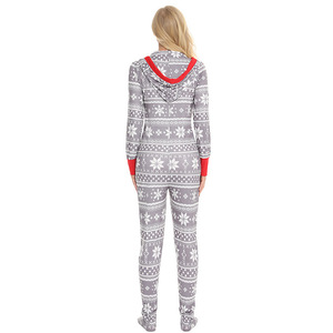 Family Christmas Hooded Footed Onesie Adult Christmas Long Pajamas Snowflake Pattern Sleepwear Long Sleeve One Piece <strong>Pyjamas</strong> - Product Image 3