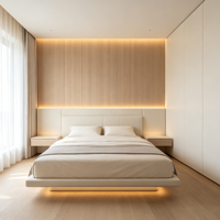 Meubles sur mesure pour toute la maison : Lit flottant, Armoire sans poignée à LED, Meuble de cuisine, Mobilier de salon moderne et minimaliste