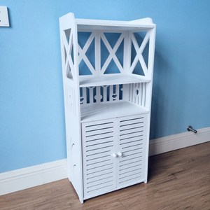 Bathroom 90cm 3 Layers PVC Corner Cabinet with Door <strong>Thin</strong> Toilet Storage <strong>Shelf</strong> for Paper Holder Freestanding Floor Storage Rack - Product Image 2