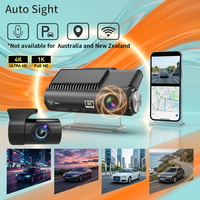 Caméra embarquée double objectif 4K avec enregistrement avant 4K et arrière 1080P, vision nocturne, enregistrement en boucle, Wi-Fi et GPS intégrés