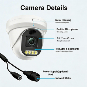 กล้องวงจรปิด IP 4K 8MP ซูมออปติคอล 4 เท่า รองรับ POE ตรวจจับคนและยานพาหนะ ภาพสีกลางคืน ไมโครโฟน กันน้ำ - Product Image 5