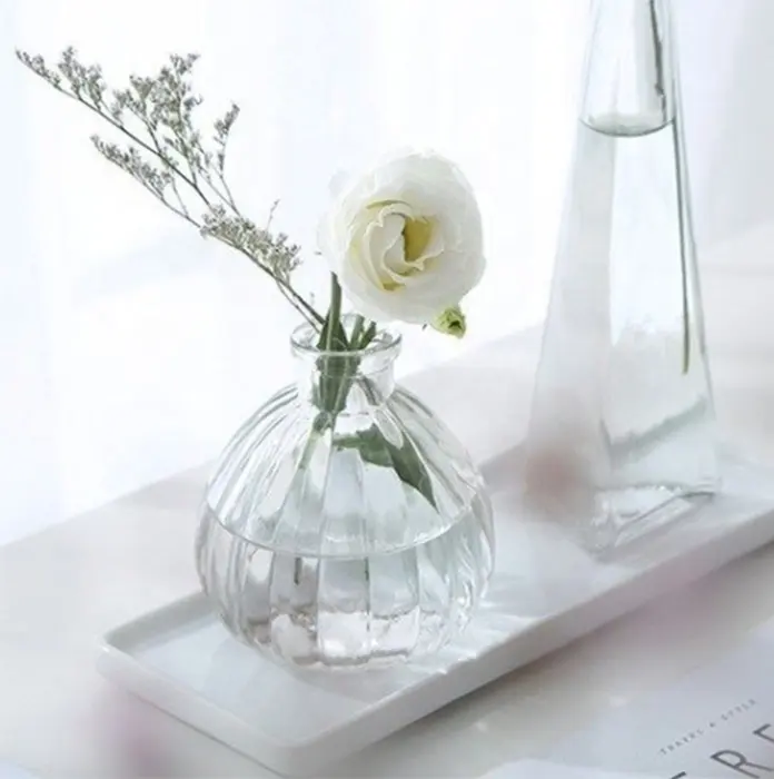 Creative glass in vase glass/ water ribbed the little flower vase