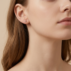 New arrivals Star Shape Simple Prong Setting Real Small Natural Diamond Stud <b>Earring</b> 14K Solid Gold <b>Fine</b> <b>Earring</b> Jewelry - Product Image 6