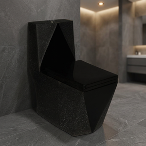 WC monobloc en céramique « Dune Dragon » noir d'Éthiopie, à siphon en S, design élégant pour salle de bain - Product Image 5