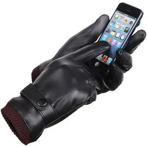 RTS унисекс зимние сапоги из PU искусственной кожи, сенсорный экран водонепроницаемый мягкий термальные перчатки для езды на велосипеде на улице, кожаные перчатки и варежки