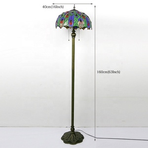 LongHuiJing 16-Inch Tiffany Lamp Living Room Floor <b>Lights</b> Modern Minimalist Personality Peacock Floor Lamps Stained Glass - Product Image 4