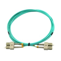 Cordon de raccordement fibre optique duplex SC/UPC-SC/UPC OM3 50/125µm multimode Aqua pour réseau FTTH