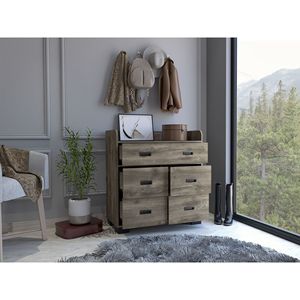 Commode à 5 tiroirs Edgemont en brun foncé, meubles élégants pour le rangement de la chambre - Product Image 2