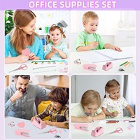 GF Macaron – Ensemble de fournitures de bureau mignonnes : Agrafeuse de bureau, dévidoir de ruban adhésif, ciseaux, pinces à papier, ensemble de papeterie GFS-6269